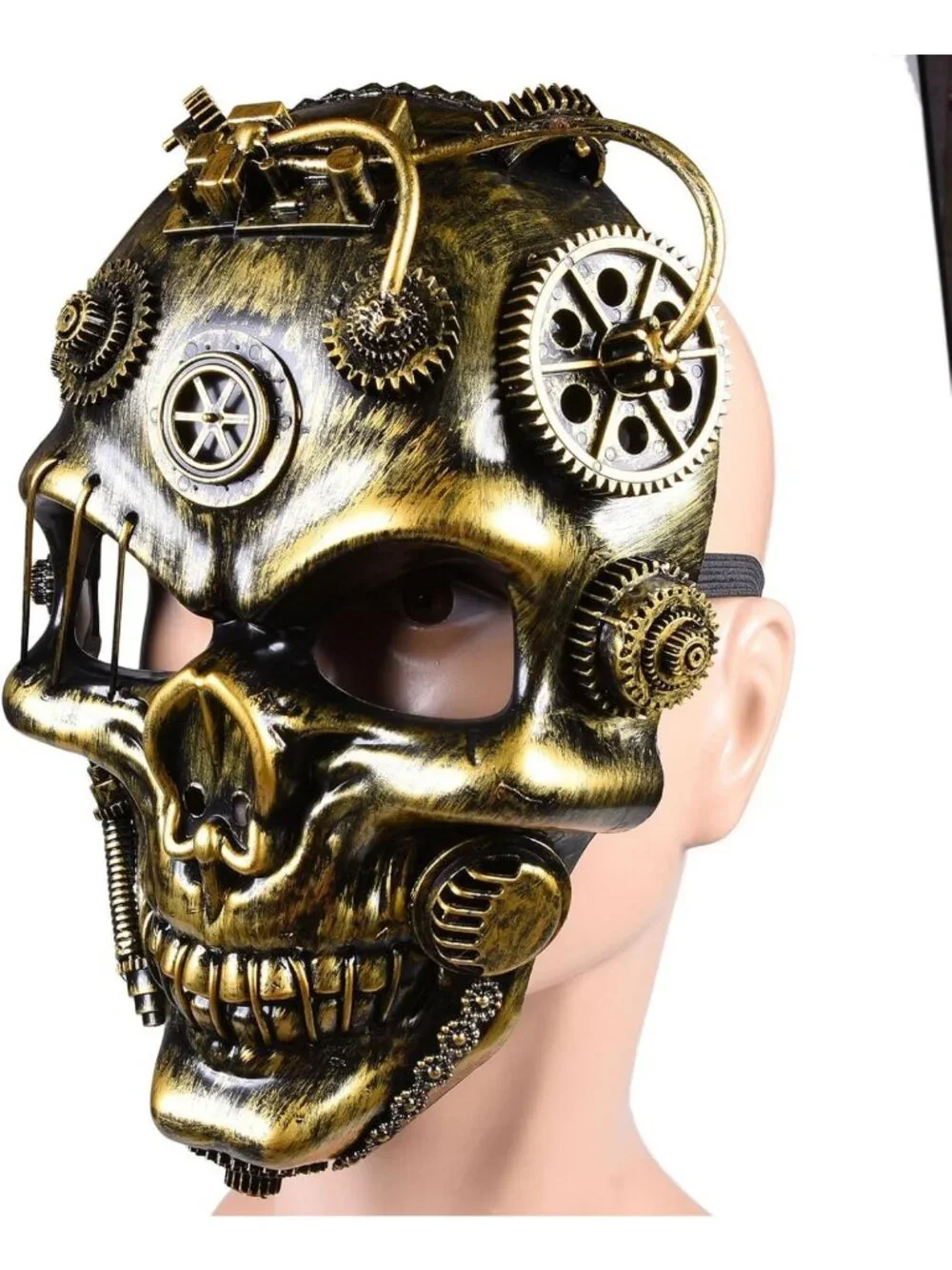 Vintage Steampunk Skull Mask | Metallic Cyborg Masquerade Costume Prop for